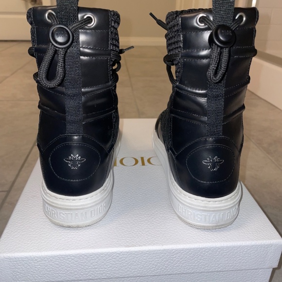 CHRISTIAN DIOR Black Leather/Mesh Resille Dior Solar Flat Boot Size 38/8 - Picture 4 of 15